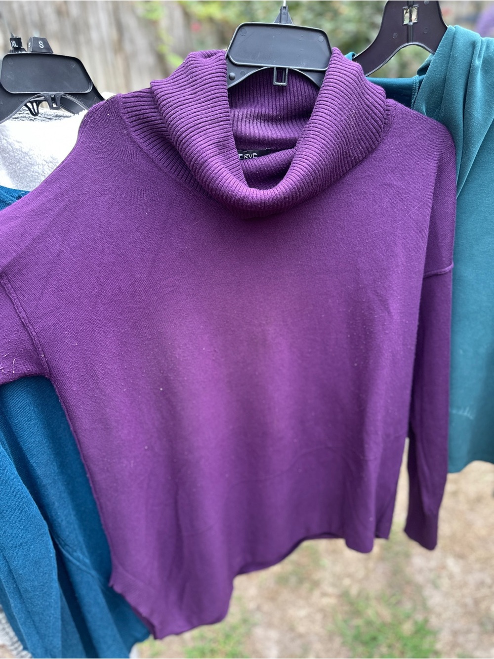 Women's Purple Cowl Neck Sweater - Classic Draped Fit